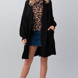 Open Cardigan Sweater in Black, Hashttag