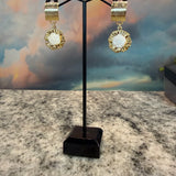 Gold and Carved Rose Earrings, Zhanna Jewelry