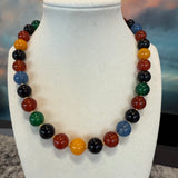 Zhanna Jewelry, Multicolor Agate with 18K gold Necklace