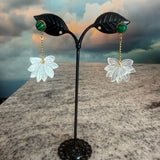 Malachite and Mother of Pearl Flower earrings, Zhanna Jewelry