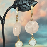 Zhanna Jewelry,  Rose Quartz and Moonstone earrings
