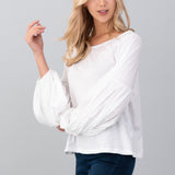 Hashttag White Balloon Sleeve Shirt