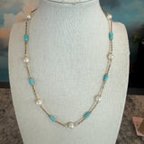 Turquoise and Pearl Necklace, Zhanna Jewelry