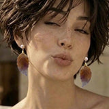 Agate Feather Earring, Zhanna Jewelry