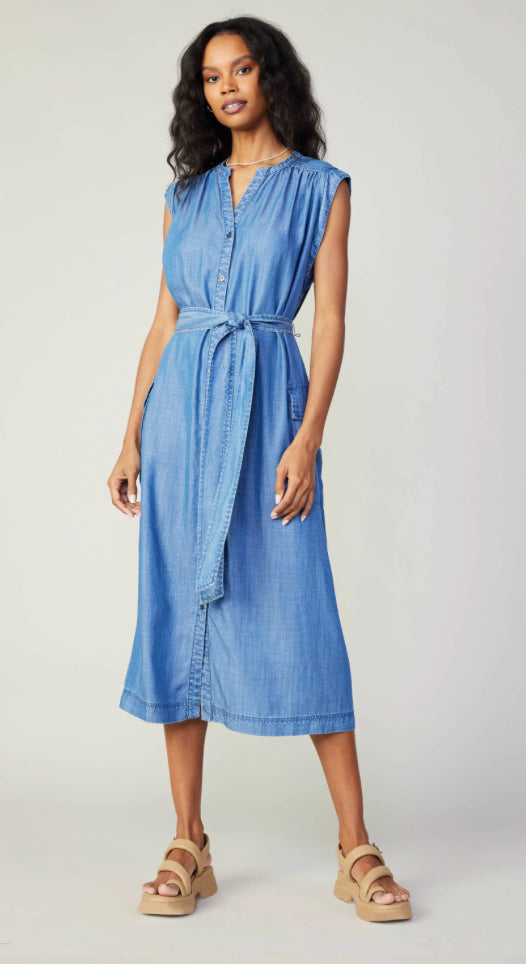 Chambray buttondown shirt dress, Current Air