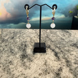 Amethyst and Rose Quartz drop earrings, Zhanna Jewelry