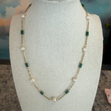 Pearl and Malachite Necklace, Zhanna Jewelry