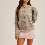 Color Blend Cardigan Sweater, Hem and Thread