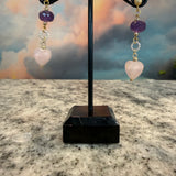 Heart Quartz and Amethyst Earrings, Zhanna Jewelry