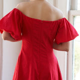 PROTECTING MY PEACE RED WOVEN MIDI DRESS