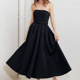 BLACK TIE MUSE WOVEN MIDI DRESS , Flying Tomato (online only)