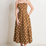 ESPRESSO DOT DREAM WOVEN MIDI DRESS