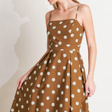ESPRESSO DOT DREAM WOVEN MIDI DRESS