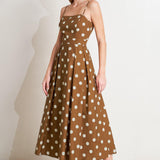 ESPRESSO DOT DREAM WOVEN MIDI DRESS