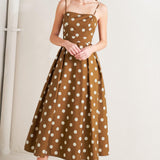 ESPRESSO DOT DREAM WOVEN MIDI DRESS