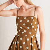 ESPRESSO DOT DREAM WOVEN MIDI DRESS