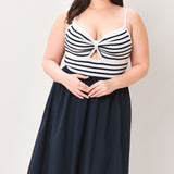 PARIS STRIPE CUTOUT MIDI DRESS