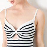 PARIS STRIPE CUTOUT MIDI DRESS