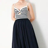 PARIS STRIPE CUTOUT MIDI DRESS