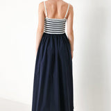 PARIS STRIPE CUTOUT MIDI DRESS