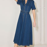 SATURN STREET DENIM MIDI DRESS
