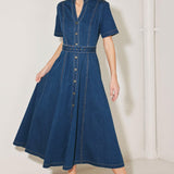 SATURN STREET DENIM MIDI DRESS