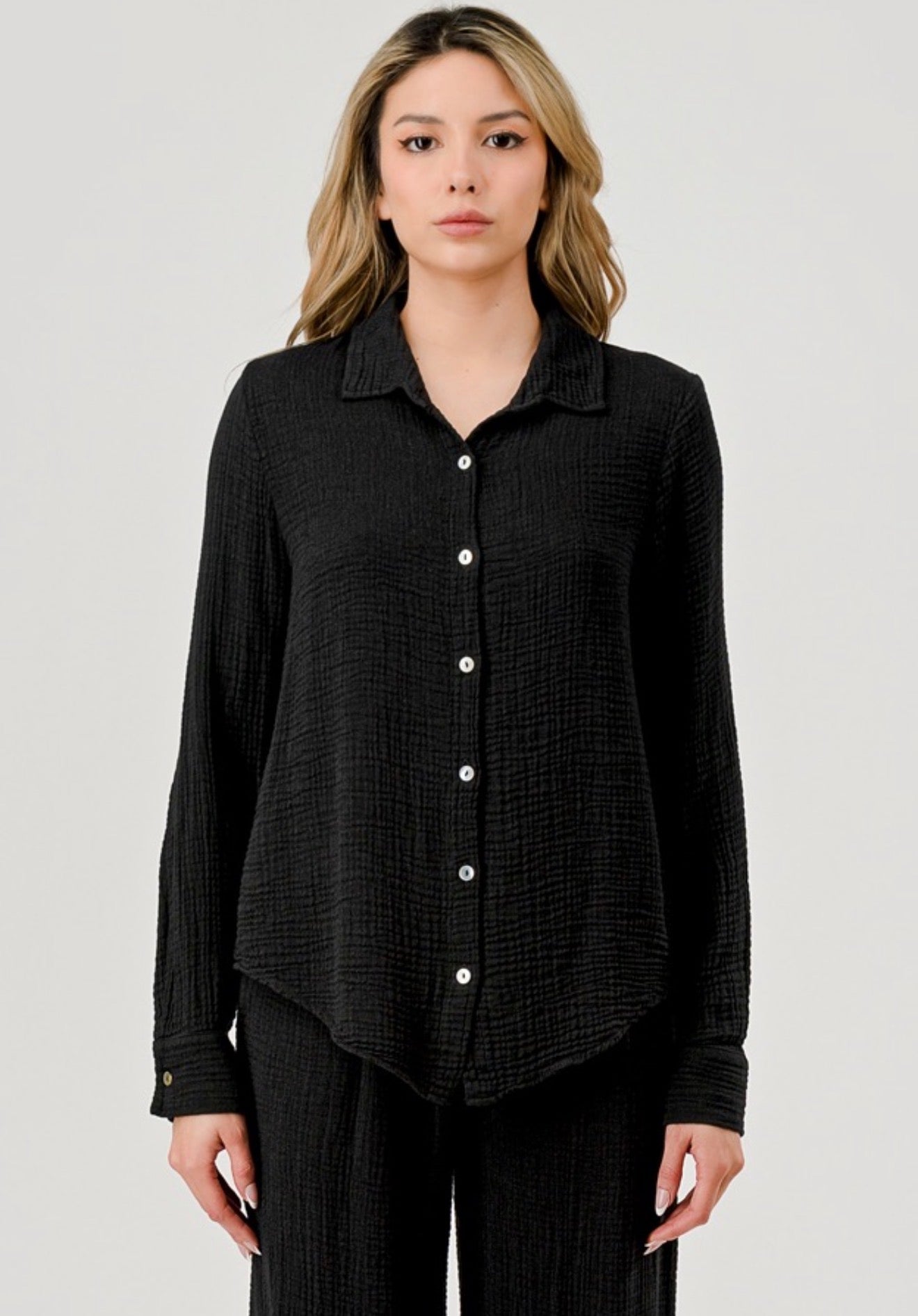 Gauze Long Sleeve Top, Hashttag