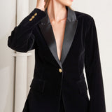 MIDNIGHT TUX WOVEN VELVET BLAZER, Flying Tomato (online only)