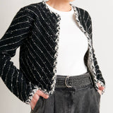 NOIR LINEAR SWEATER KNIT JACKET, Flying tomato (online only)