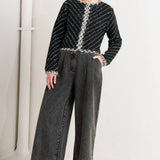 NOIR LINEAR SWEATER KNIT JACKET, Flying tomato (online only)