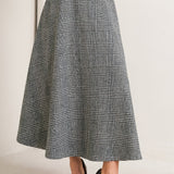 CITY CHECKLINE WOOLEN WOVEN MIDI SKIRT, Flying Tomato (online only)