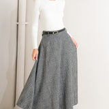 CITY CHECKLINE WOOLEN WOVEN MIDI SKIRT, Flying Tomato (online only)