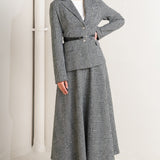 CITY CHECKLINE WOOLEN WOVEN MIDI SKIRT, Flying Tomato (online only)