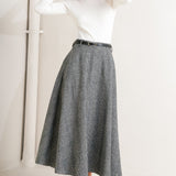 CITY CHECKLINE WOOLEN WOVEN MIDI SKIRT, Flying Tomato (online only)