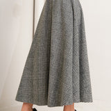CITY CHECKLINE WOOLEN WOVEN MIDI SKIRT, Flying Tomato (online only)