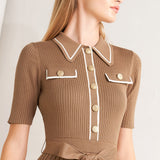 PARISIAN INSPIRED STYLE SWEATER KNIT MIDI DRESS, Flying Tomato (online only)