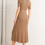 PARISIAN INSPIRED STYLE SWEATER KNIT MIDI DRESS, Flying Tomato (online only)