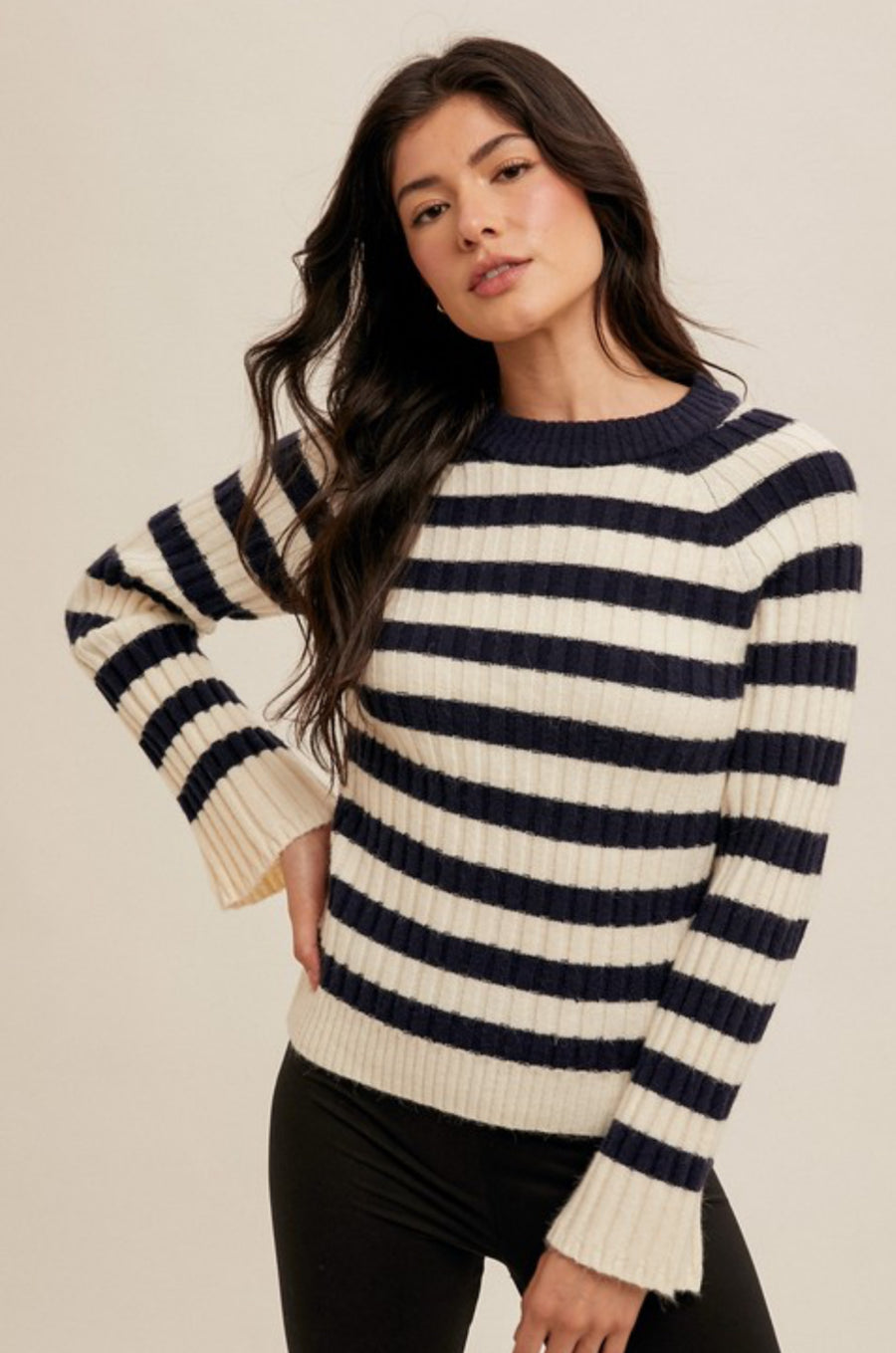 *preorder* Crewneck Striped sweater, by Hem and Thread