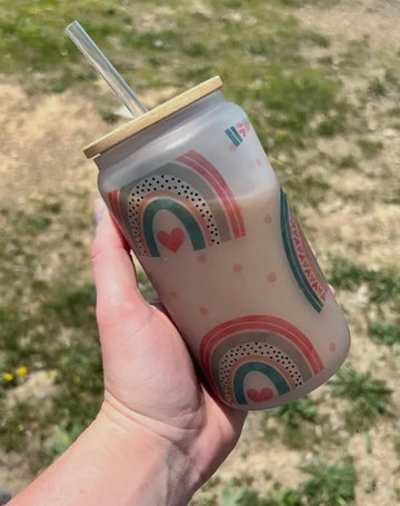 Boho Rainbow Glass Can