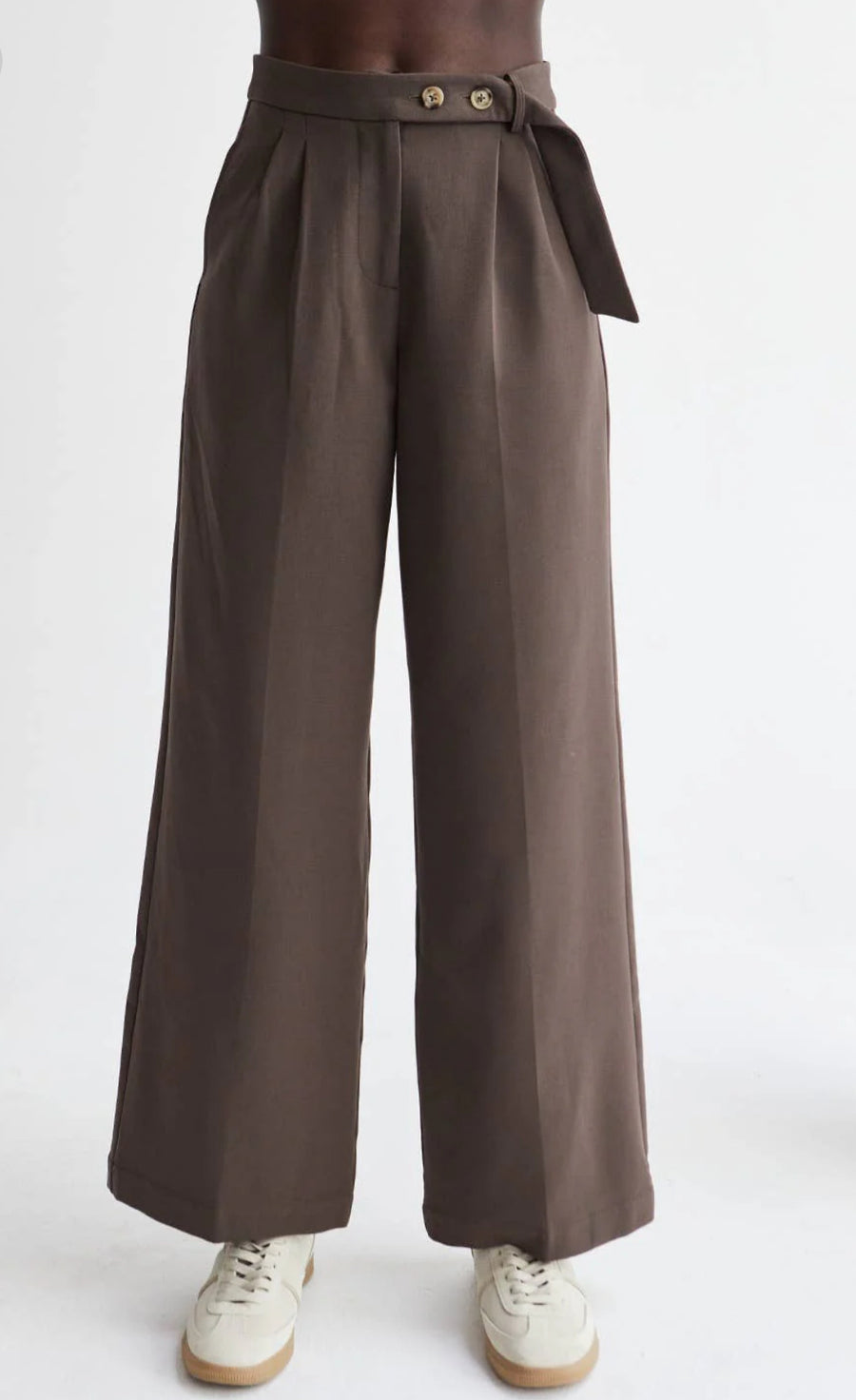 Crescent -Shayne Wide Leg Trousers in Stone