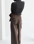 Crescent -Shayne Wide Leg Trousers in Stone