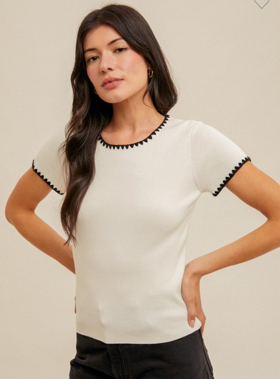 Contrast Edge Top, by Hem and Thread