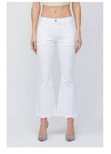 Happi White Cargo Patch Pocket Crop Flare, by Hidden
