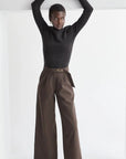 Crescent -Shayne Wide Leg Trousers in Stone