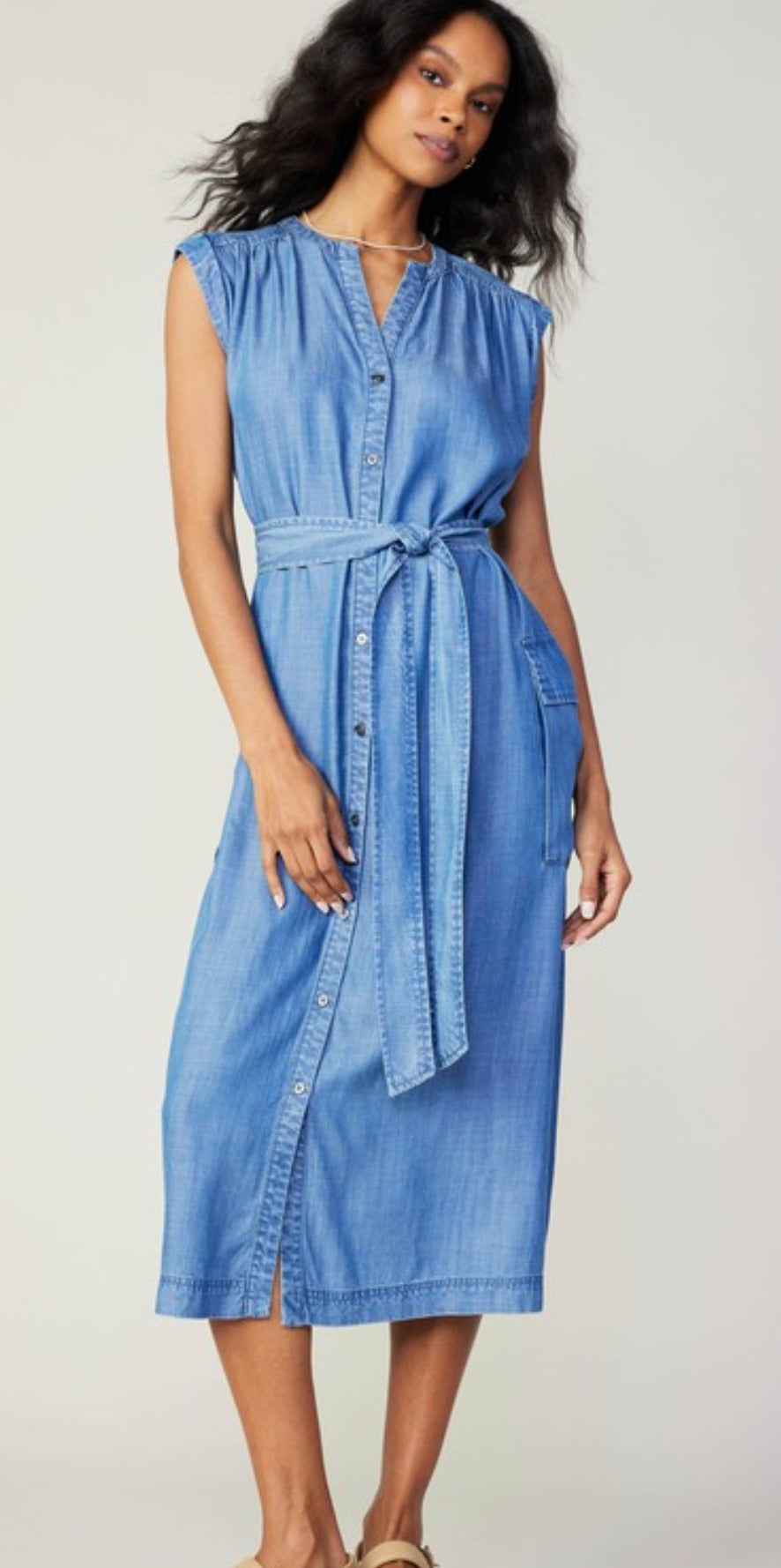 Chambray buttondown shirt dress, Current Air