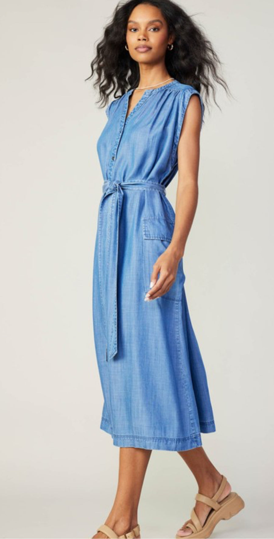 Chambray buttondown shirt dress, Current Air