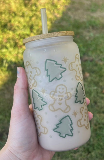 Gingerbread Tree Glass Can