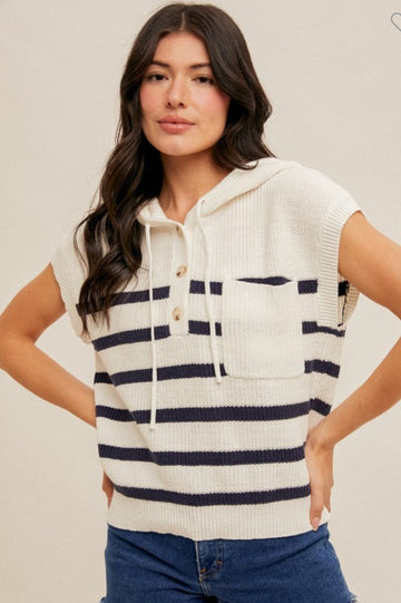 Dolman Sleeve Striped Hoodie, by Hem and Thread