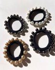 Set of 4 handmade vegan pearl hairties, Solar Eclipse