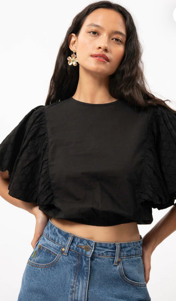 Ciara Woven top, by Frnch (Black)